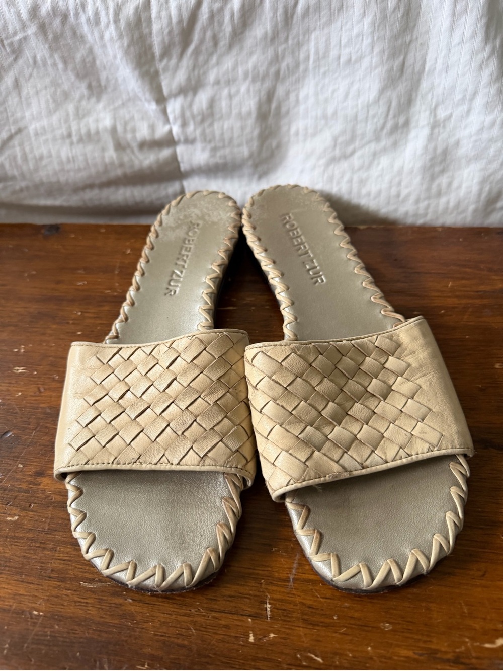 Robert Zur Tan Woven Slide Sandals